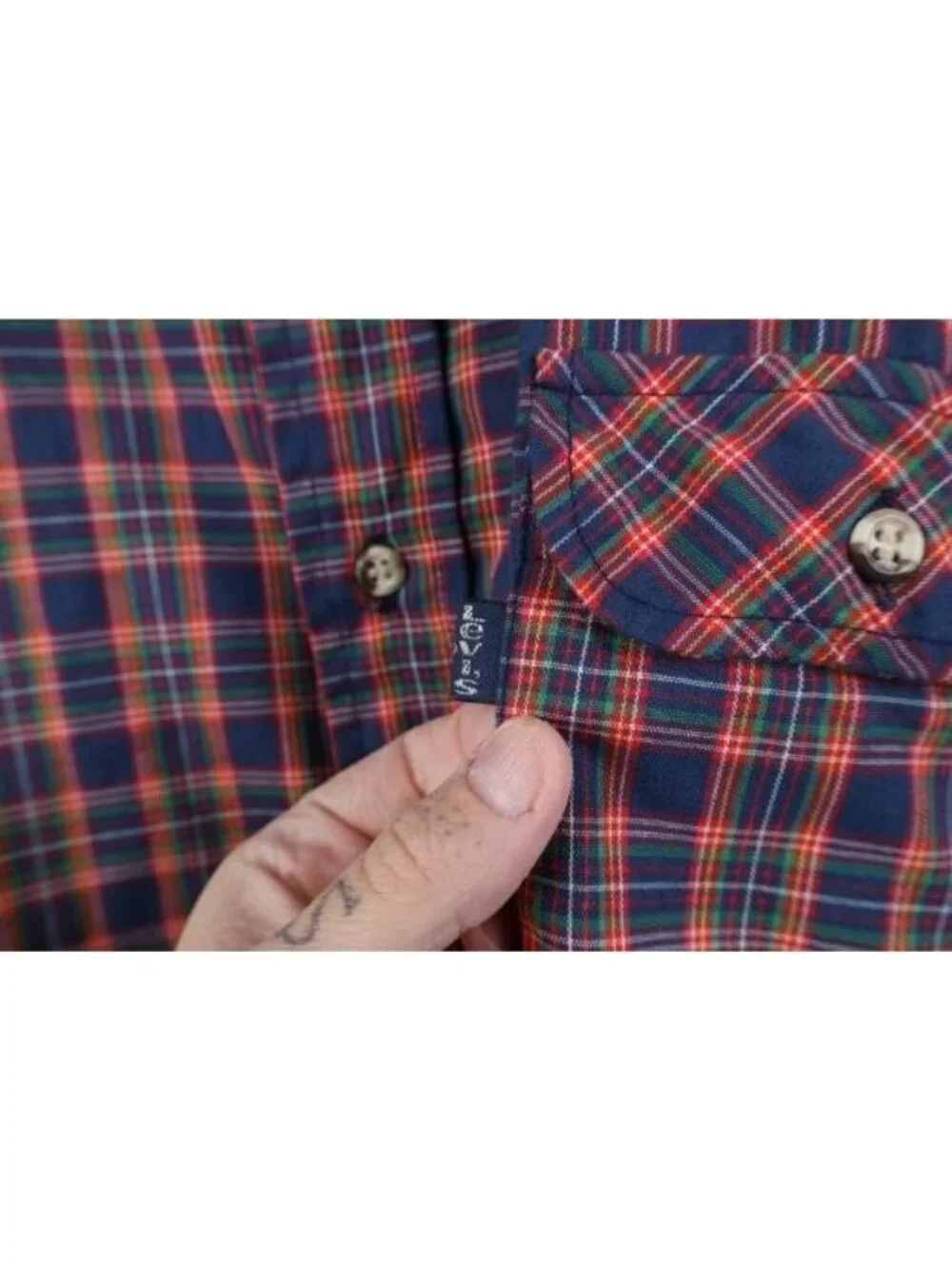 Vintage 70s 80s Levis Mens Size Large Rainbow Plaid Collared Button Shirt USA